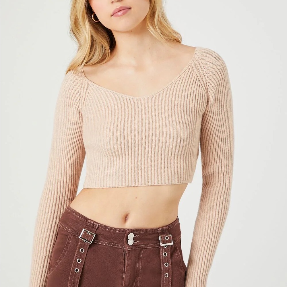 Forever 21 Tan Ribbed Sweater